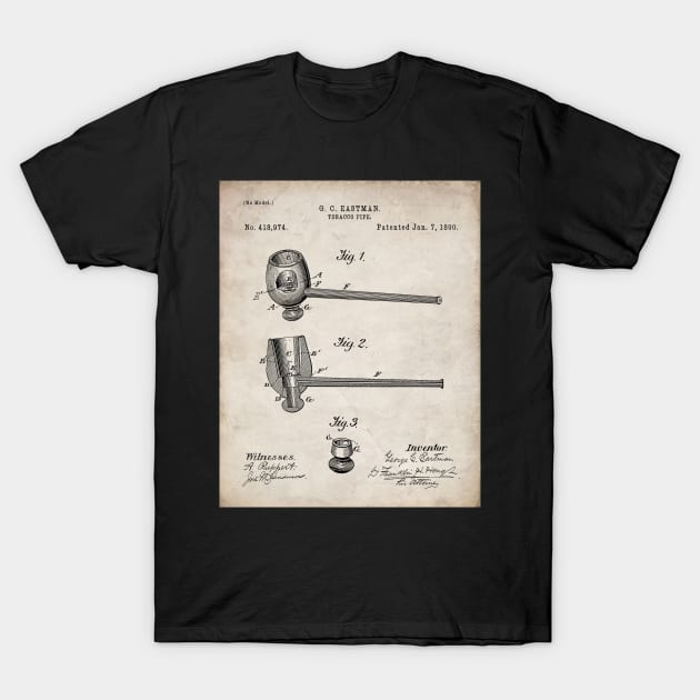 Smoking Pipe Patent - Pipe Smoker Tobacco Art - Antique T-Shirt by patentpress